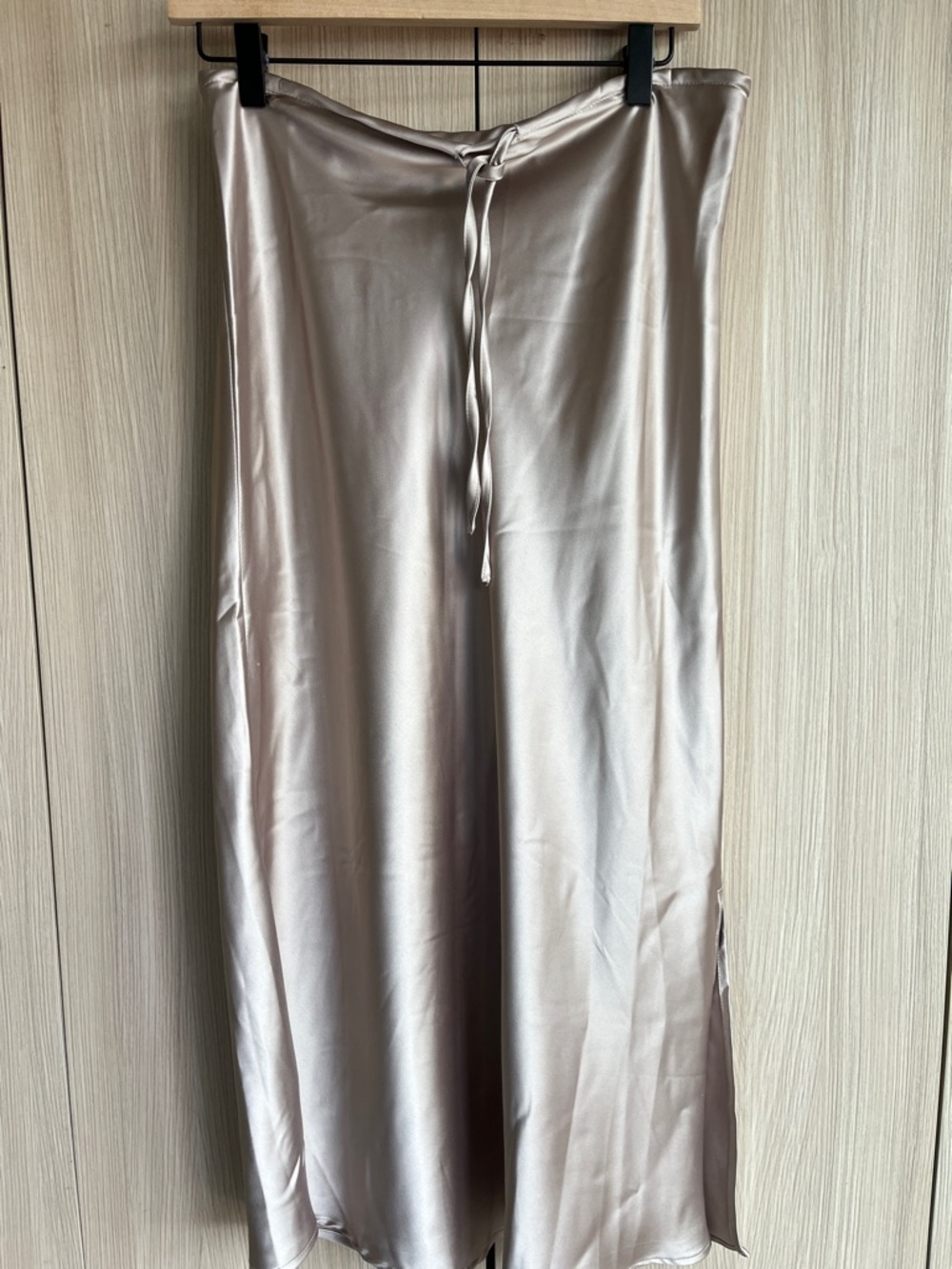 Dress Forum Satin Maxi Skirt in Shimmering Champagne